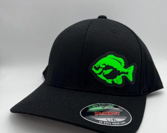 Bluegill Fishing Black Flexfit Fitted Hat in Multiple sizes | Sunfish | Panfish