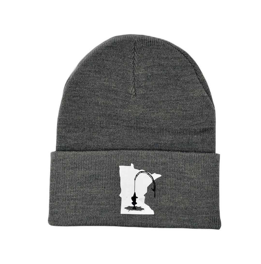 Sturgeon Dark Gray Winter Cuffed Knit Hat, Fish, Fishing, Beanie