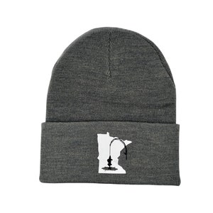 Any State ICE FISHING Dark Gray Winter Knit Cuffed Hat