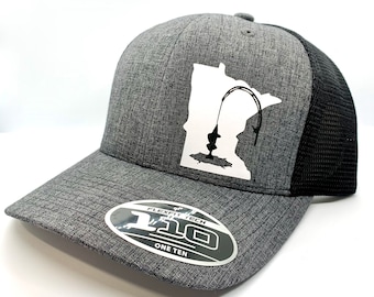 ANY STATE Ice Fishing Snapback Adjustable Hat in Multiple Color Options | Crappie | Walleye | Northern Pike | Large Mouth Bass |