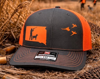 South Dakota PHEASANT Hunting Snapback Hat with Your Choice of Dog and State