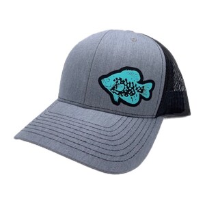 Crappie Fishing Hat – Custom Snapback Trucker Hat (Richardson 112 / Flexfit 110, Multiple Colors) Personalize to Your State Light Gray/Black
