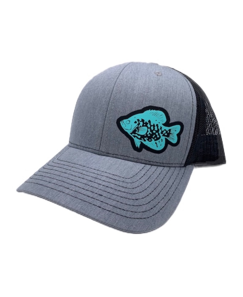 Crappie Fishing Hat – Custom Snapback Trucker Hat (Richardson 112 / Flexfit 110, Multiple Colors) Personalize to Your State Light Gray/Black