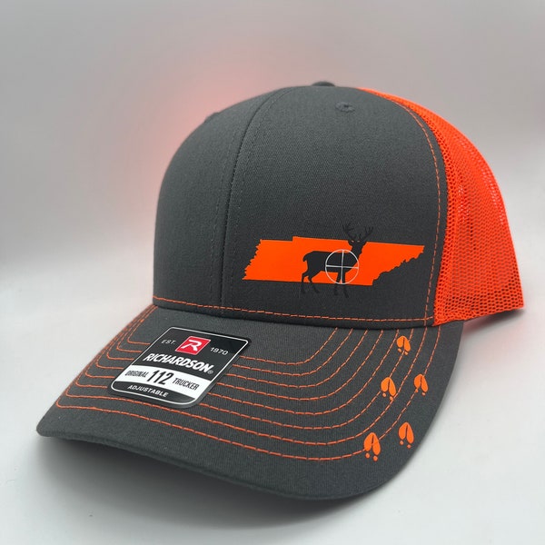 Any State Deer Hunting Firearm Blaze Orange Snap Back Adjustable Hat in Multiple Hat Color Options