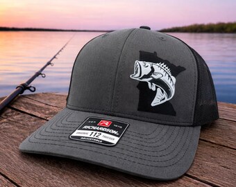 Largemouth Bass Hat, Bass Fishing Snapback, Custom State Fishing Hat, Trucker Cap, Fisherman Gift, Lake Life Hat, Richardson 112