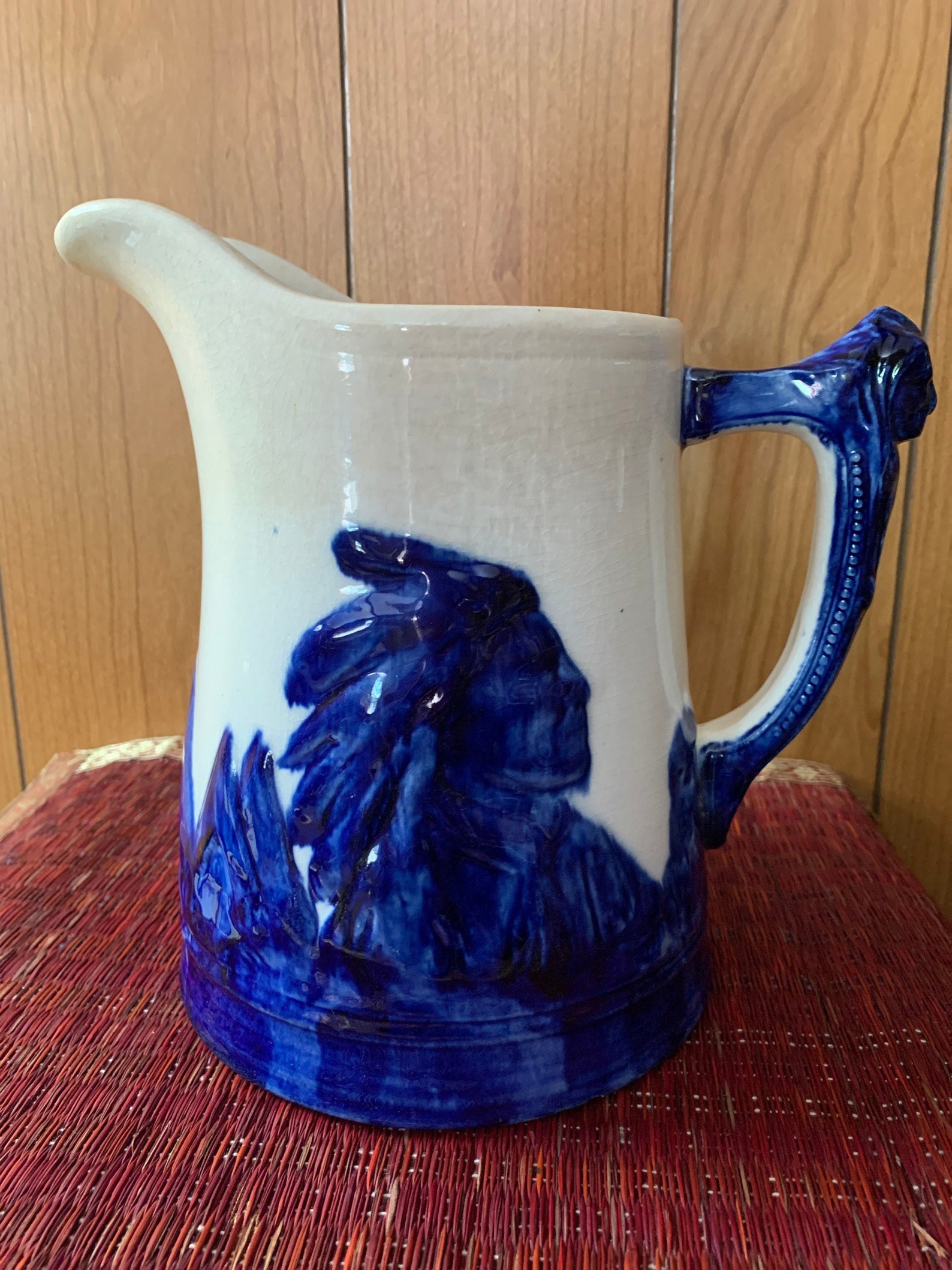 Antique Sleepy Eye Pitcher c1920 cobalt blue Etsy