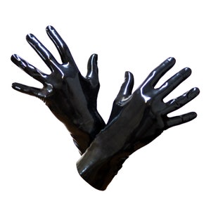 Latex gloves black for woman or man - Toylie - MADE IN GERMANY - sexy rubber gloves - wrist length