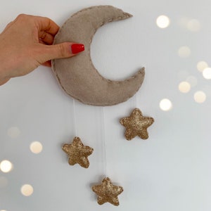 Moon with stars | Children's room decoration | Wall hanging