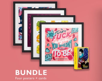 Fierce Women Card Game + 4 Poster Prints BUNDLE