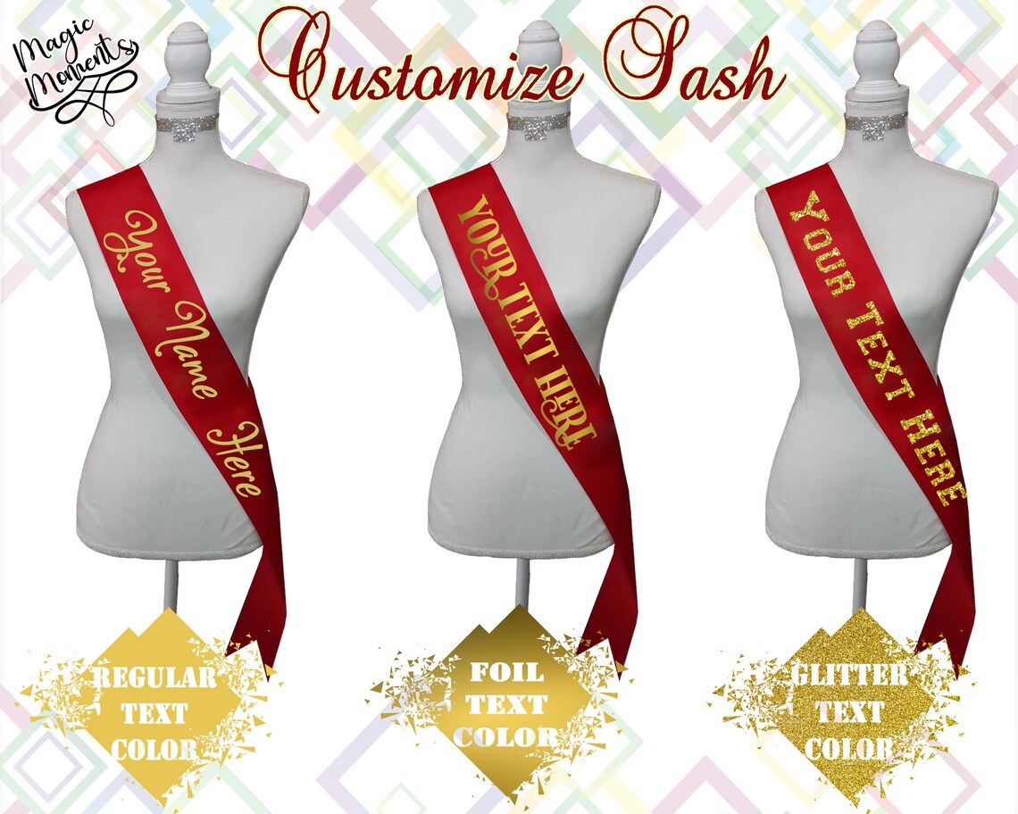 Custom Sash Customize Sash Personalized Sash Custom Etsy