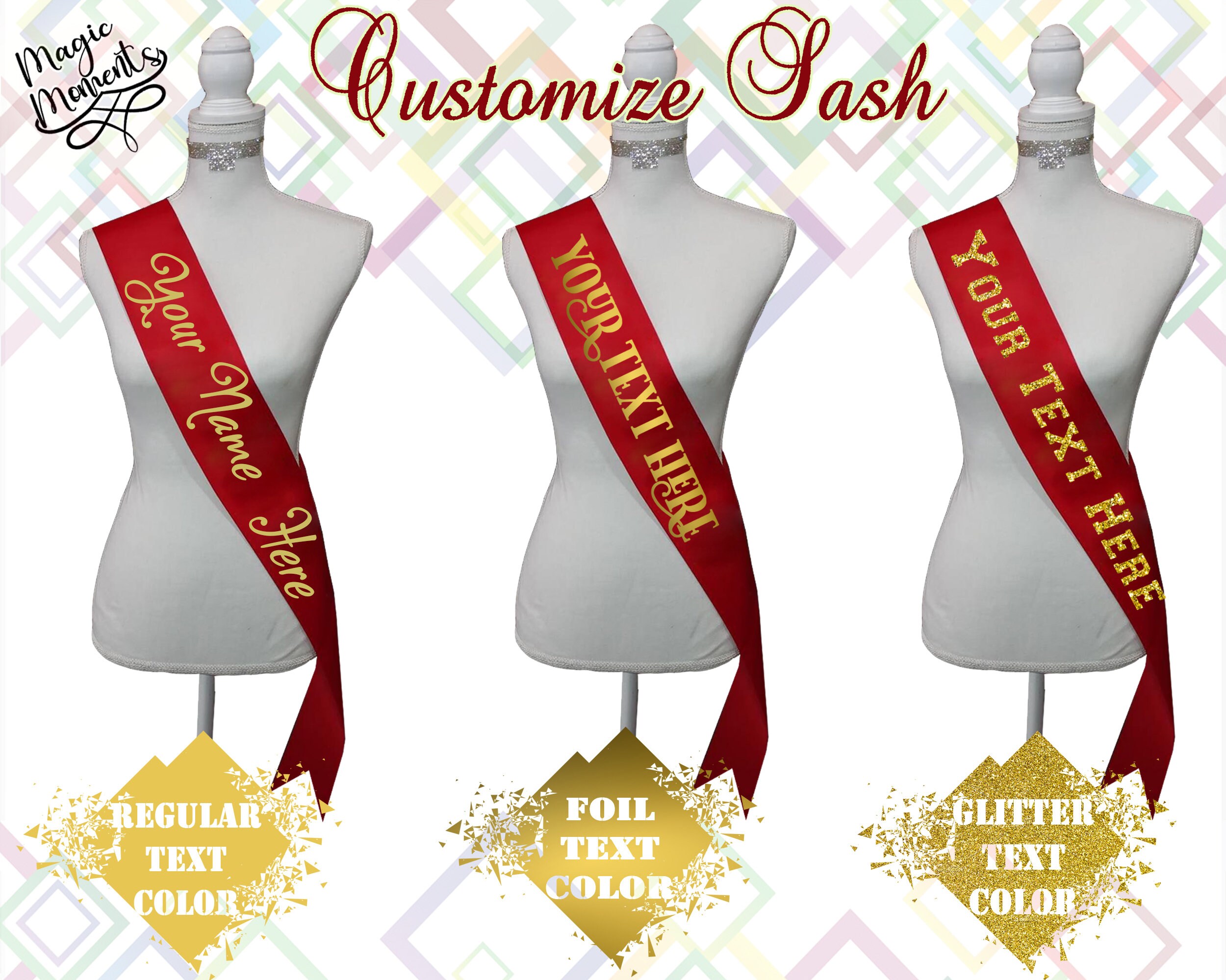 Custom Sash Customize Sash Personalized Sash Custom Etsy
