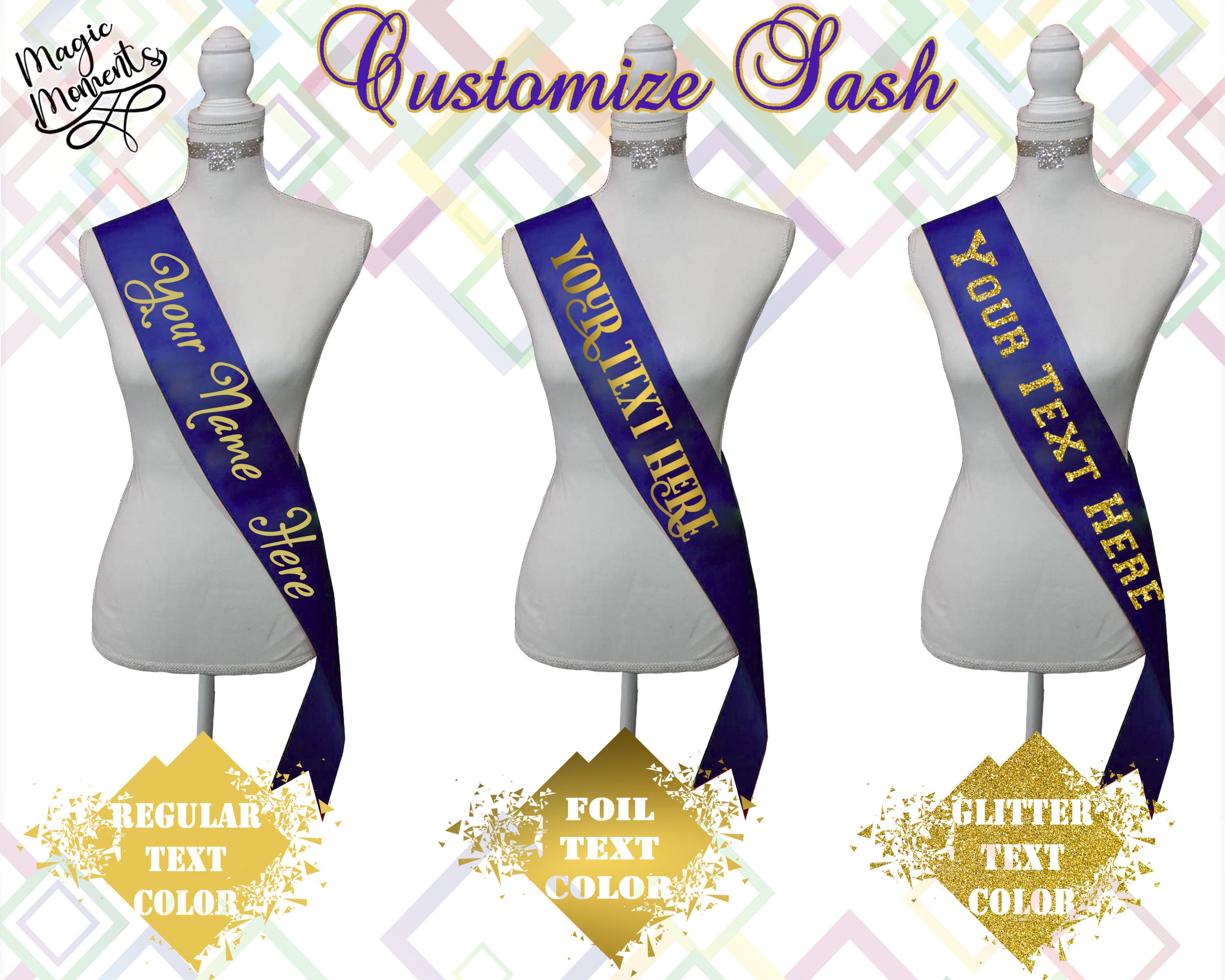 Custom Text/Design Sash Custom Sash Customize Sash Etsy