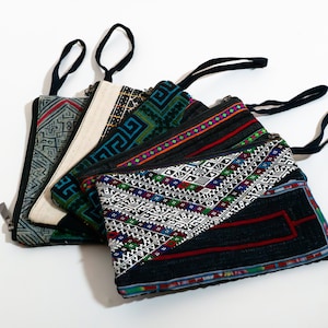 Authentic Hmong Toiletry Bag / Handbag: Artisanal Batik Stitching from Sapa, Vietnam