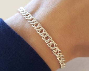 5.5mm Rombo Chain Bracelet (Double Curb) | .925 Sterling Silver (6.5", 7", 7.5", 8" + 8.5" lengths)