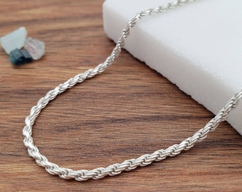 1.8mm Rope Anklet | .925 Sterling Silver (9.5" + 1" extension (adjustable) length)