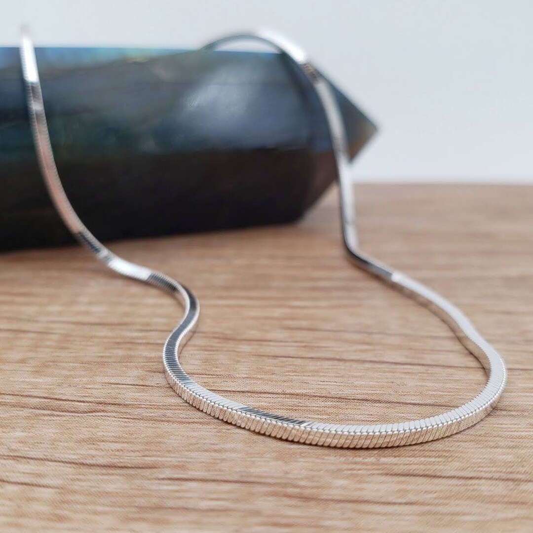 925 Sterling Silver Round Snake Chain Necklace, Silver Snake