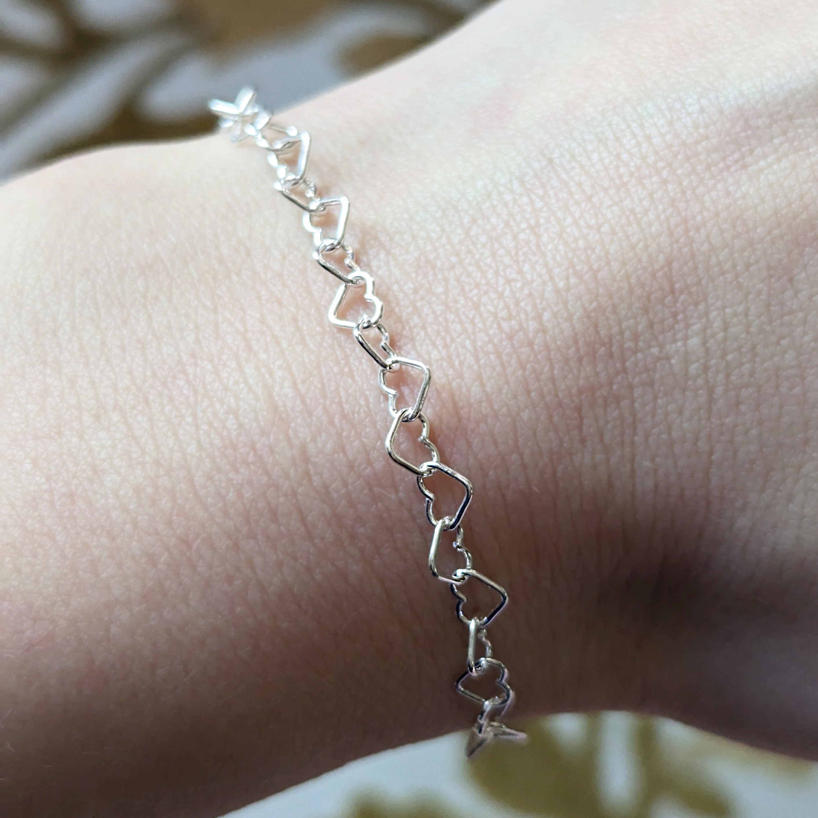 Heart Chain Bracelet Silver / 6.5