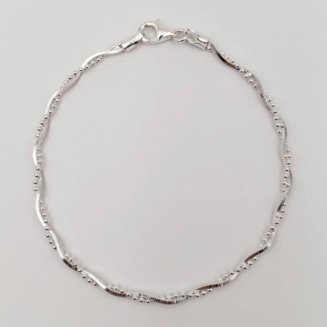 925 Sterling Silver Twisted Rope Link Bracelet 7
