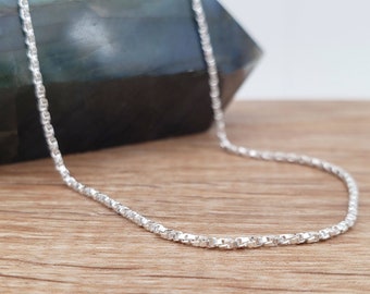 Twisted Box Chain Necklace | .925 Sterling Silver (16", 18", 20", 22", 24" lengths) Fine, sparkly chain.