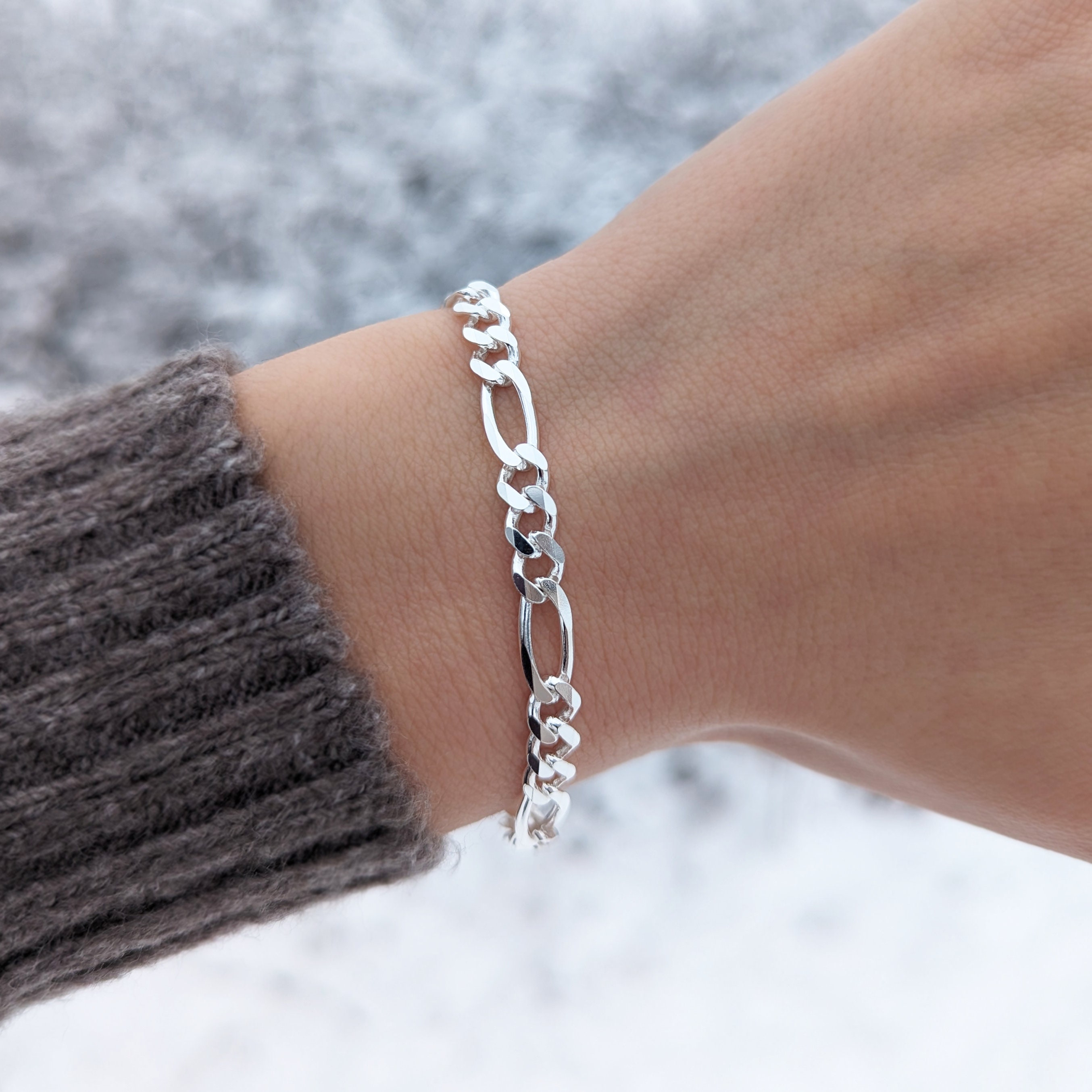 5.8mm Figaro Chain Bracelet .925 Sterling Silver 7, 7.5, 8 8.5 Lengths - Etsy 5.8mm Figaro Chain Bracelet .925 Sterling Silver 7, 7.5, 8 8.5 Lengths - Etsy