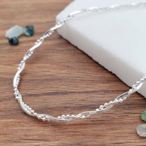 Twisted Chain Anklet | .925 Sterling Silver (9.5" and 10.5"+ 1" extension (adjustable) lengths)