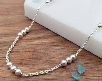 Three Ball Anklet | .925 Sterling Silver (9.75" + 1" extension (adjustable) length)