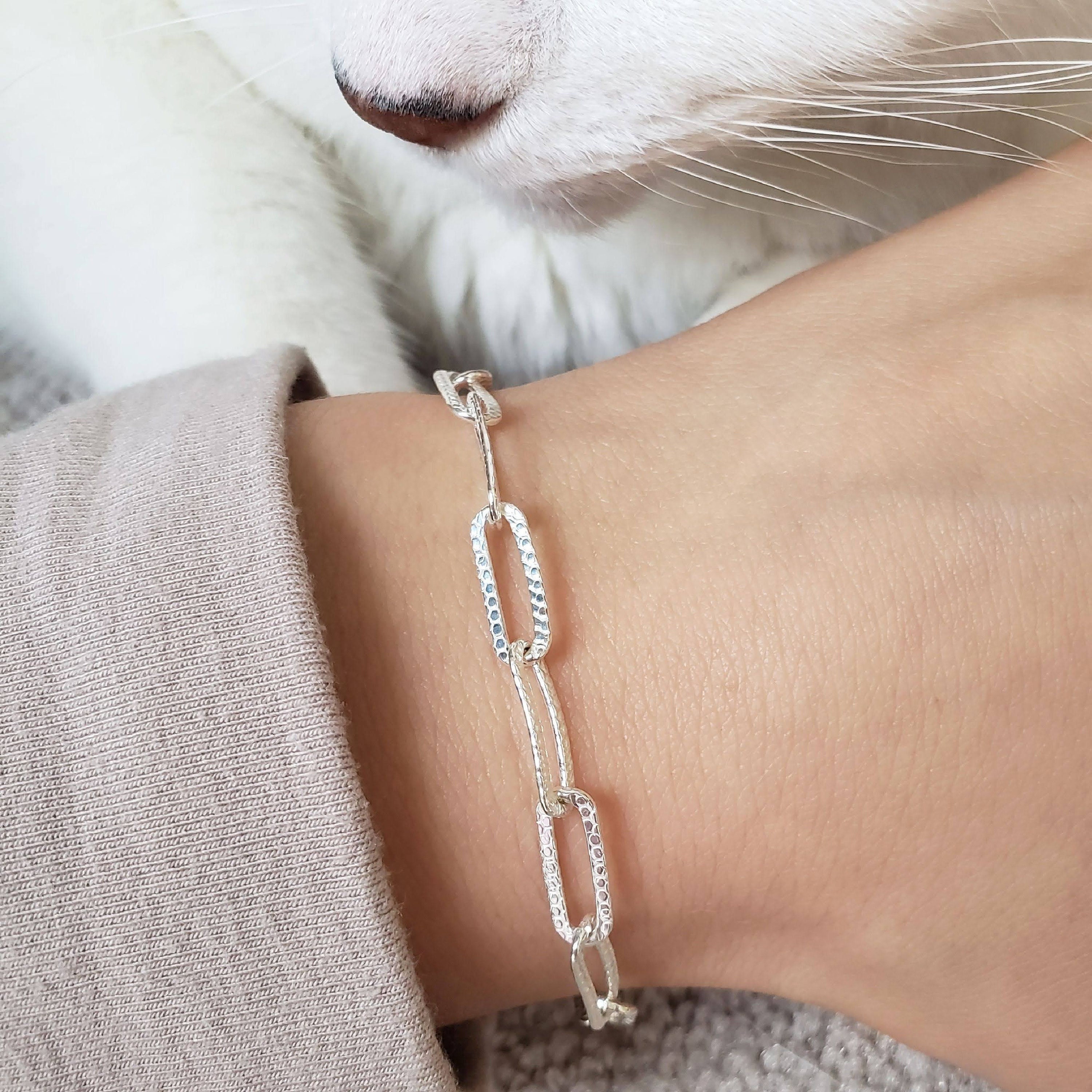 Patterned Paperclip Chain Bracelet | .925 Sterling Silver (6.5", 7", 7.5", + 8" lengths)