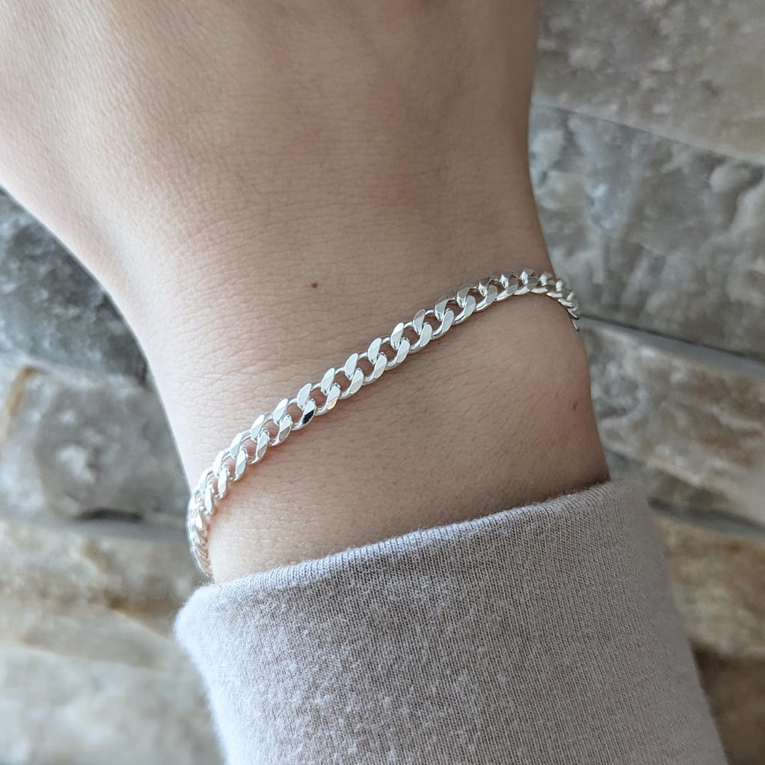 I'M OK for RHC Silver Curb Bracelet（L） Men's Curb Link Sterling Silver Bracelet (6.60mm Width) - Etsy