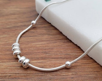 Beaded Ball Anklet | .925 Sterling Silver (9" + 1" extension (adjustable) length)