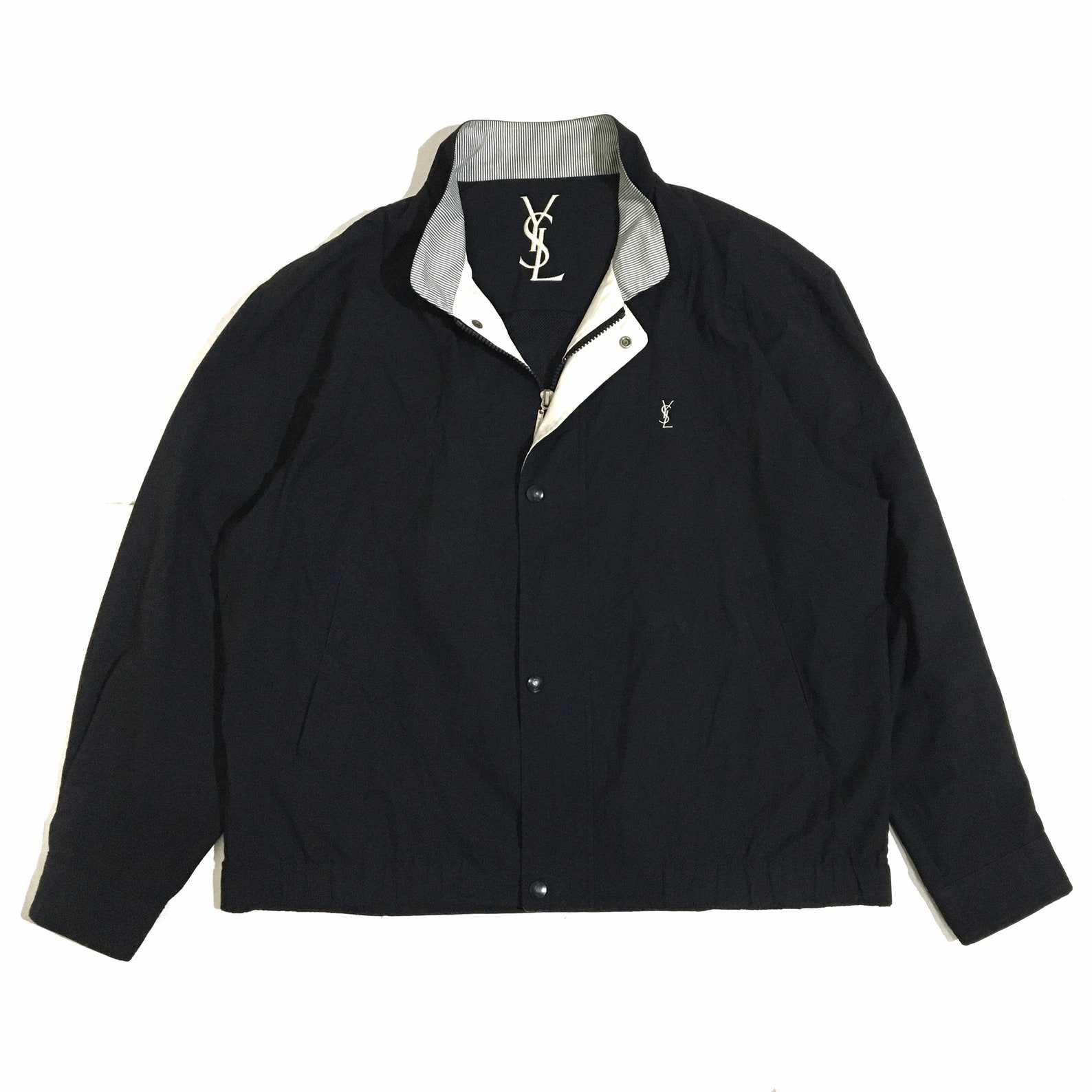 Vintage Yves Saint Laurent YSL Light Harrington Jacket Navy Etsy