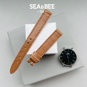 Gifts for Her. Top grain calfskin cow leather watch strap. 13mm 18mm 20mm 22mm 24 mm. Toffee Coffee Caramel Brown Copper