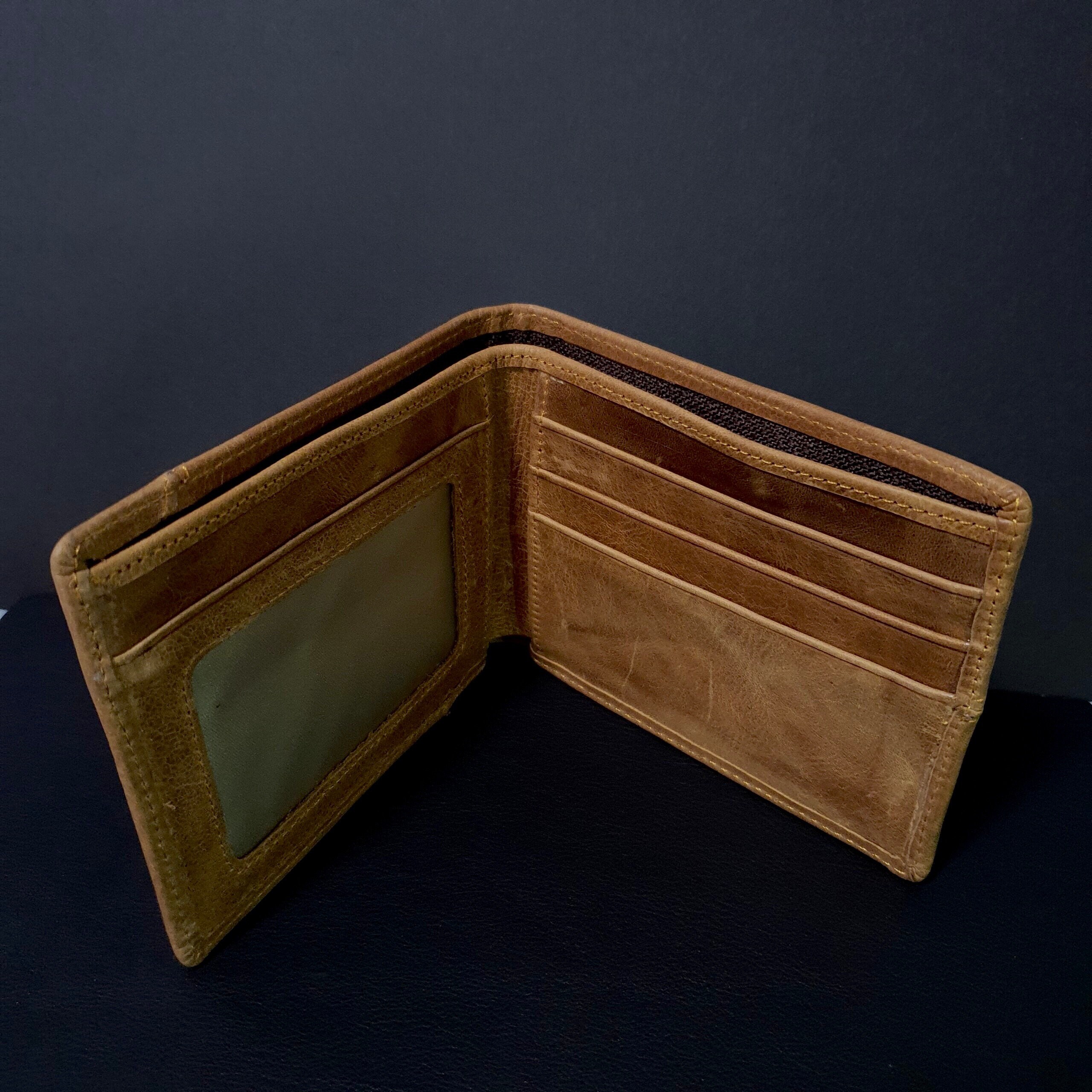 Full Grain Cowhide Distressed Leather Bifold Wallet Minimalist Etsy