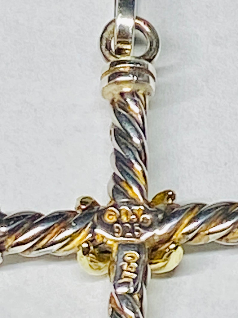 DAVID YURMAN Sterling /& 18Kt Gold Cable Cross Pendant