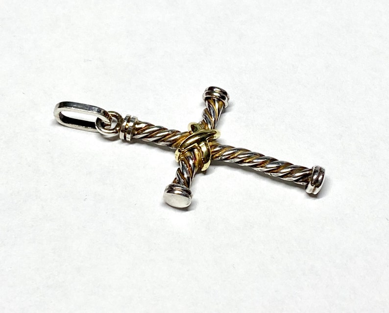DAVID YURMAN Sterling /& 18Kt Gold Cable Cross Pendant