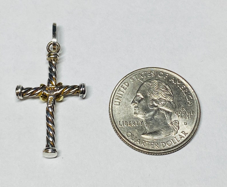 DAVID YURMAN Sterling /& 18Kt Gold Cable Cross Pendant