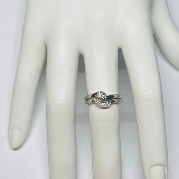 Vintage 1960's NOS 18 Karat White Gold and Genuine Diamond Bridal Set