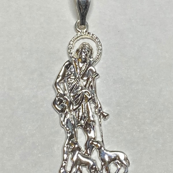 Sterling Silver Saint Lazarus "San Lazaro" Polished Pendant