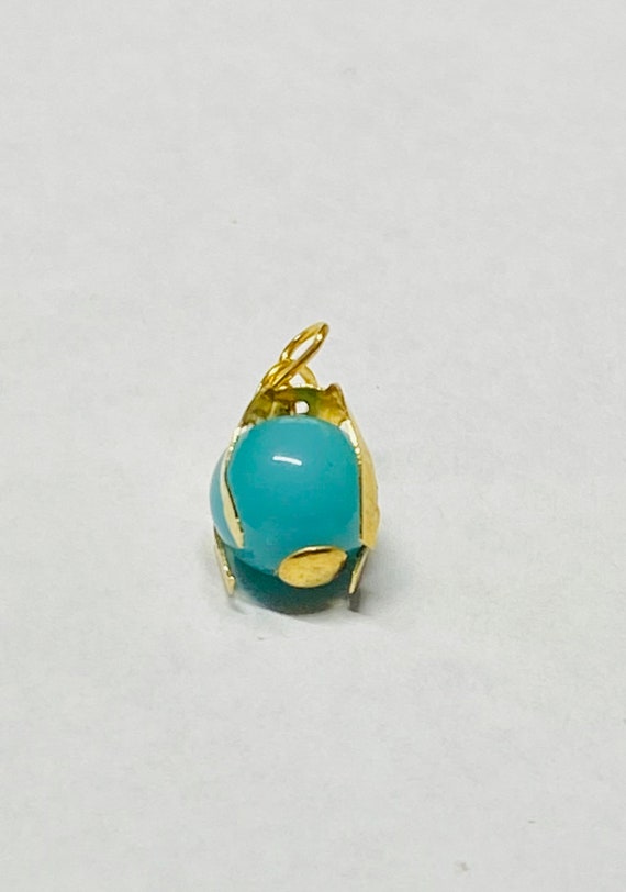 Vintage NOS 1960's 14K Yellow Gold Turquoise Bead… - image 3