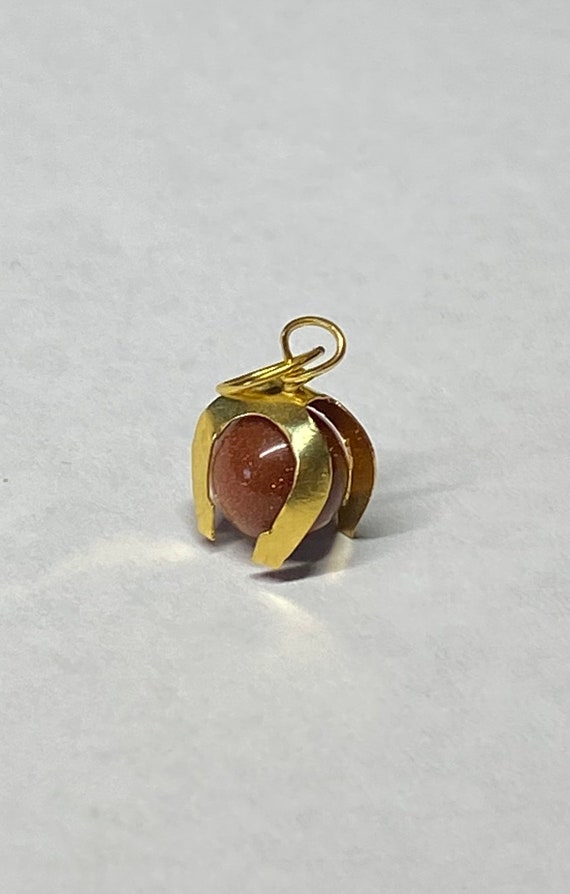 Vintage NOS 1960's 14K Yellow Gold Brown Goldstone