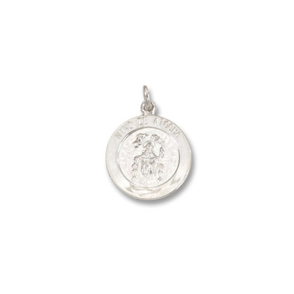 Sterling Silver Rhodium-plated Holy Infant of Atocha "Santo Niño de Atocha" 18.3mm (0.72") Round Medal