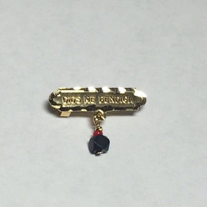 14Kt Gold Dios Me Bendiga with Genuine Azabache Baby Pin image 2