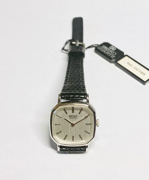 NOS 1982 Seiko Ladies Black Leather Watch With Silver Dial - Etsy