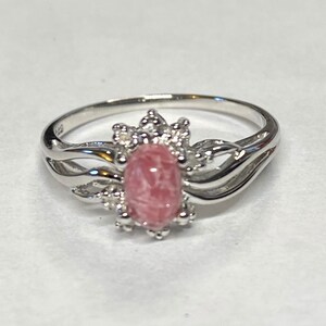 Sterling Silver 925 Hand Carved Pink Scarab & 8 Genuine Diamonds Ladies Ring