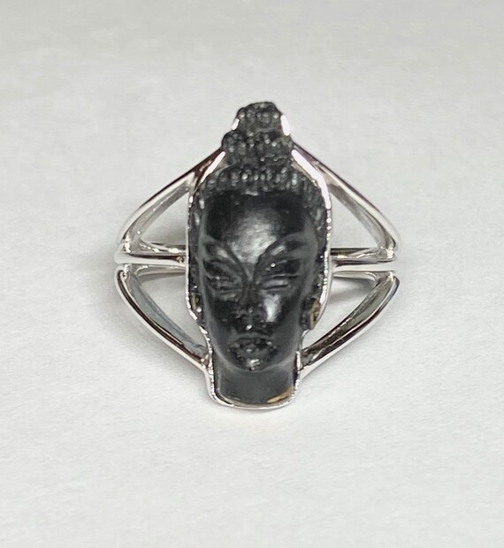 Vintage 1960's New Old Stock Blackamoor Ring in R… - image 1