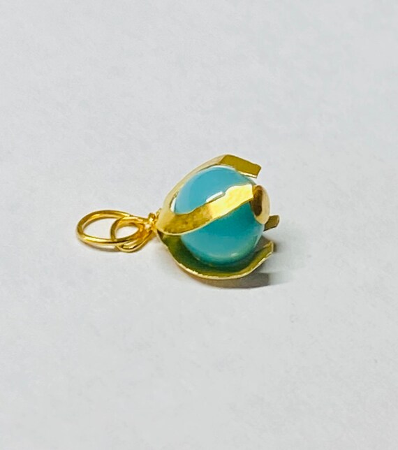 Vintage NOS 1960's 14K Yellow Gold Turquoise Bead… - image 2