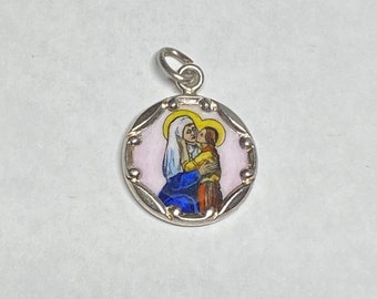 Sterling Silver Enameled Saint Anne 13mm (0.50") Medal