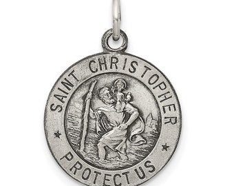 Jewelry Adviser Antiqued Medals Sterling Silver Antiqued Saint Christopher Medal