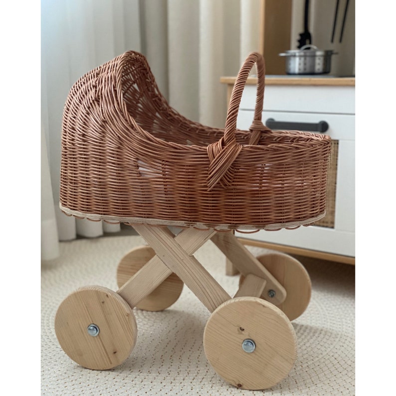 Wicker BABYDOLL CARRIAGE Rattan Doll Stroller Rattan Doll Etsy