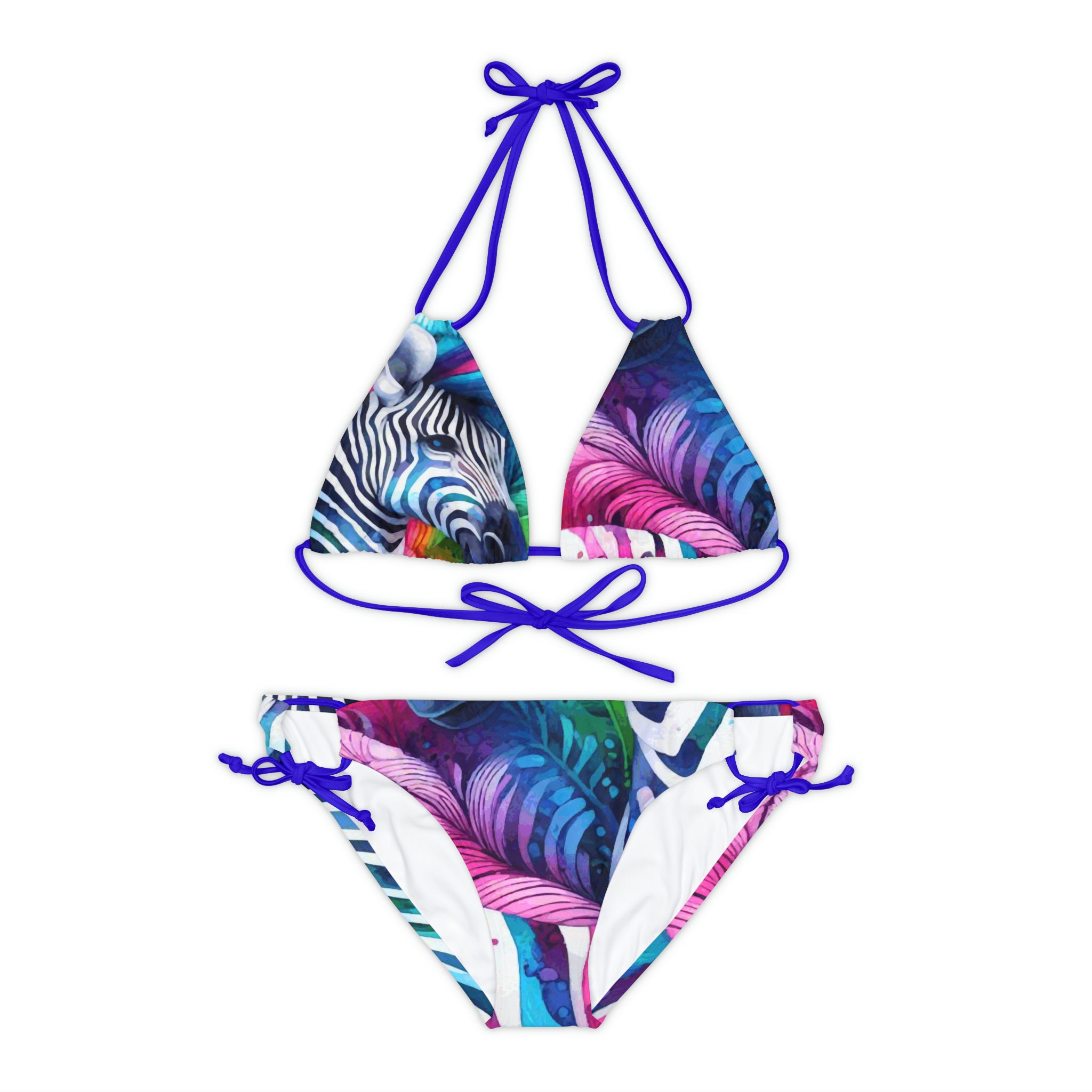 Zebra Standout Beauty String Bikini With Loop Ties Strappy - Etsy