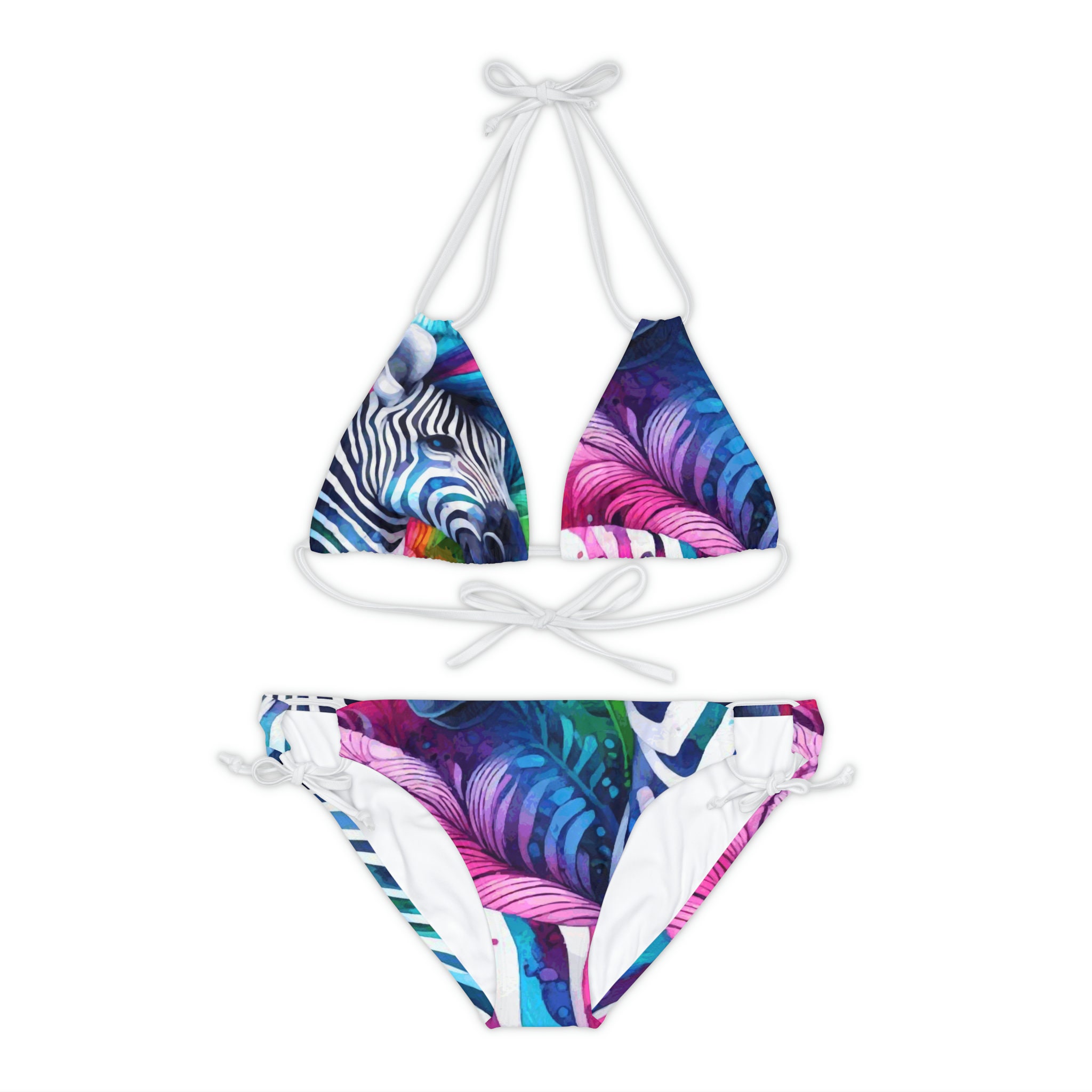Zebra Standout Beauty String Bikini With Loop Ties Strappy - Etsy